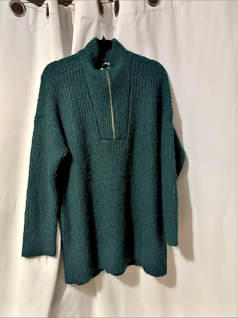 Express Green Zip Neck Sweater Size Small